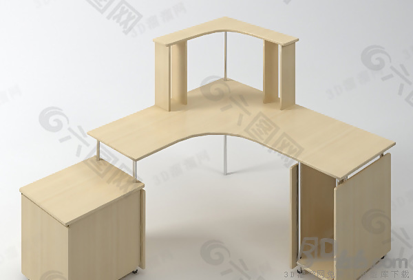 3D组合电脑桌模型