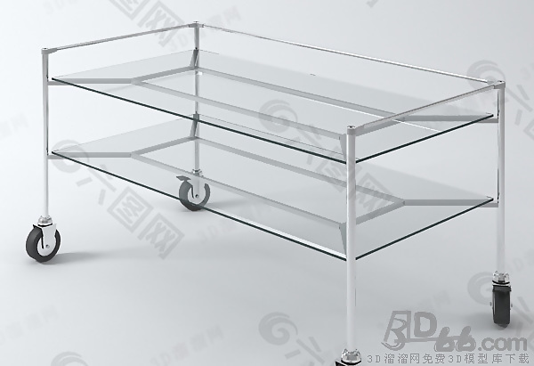 3D玻璃双层餐车模型