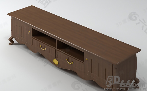 3D欧式实木电视柜模型