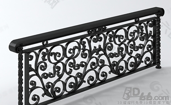 3D不锈钢楼梯栏杆模型