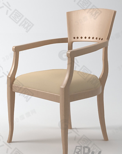 3D榆木咖啡厅椅模型