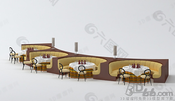 3D餐桌沙发组合模型