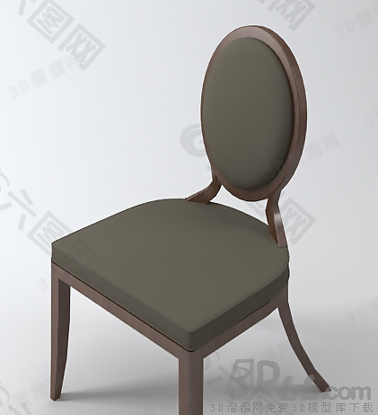 3D棕色实木椅子模型