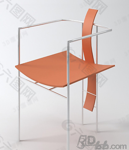 3D不锈钢扶手椅子模型