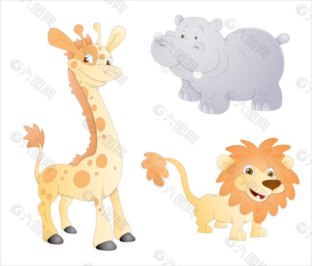 动物矢量狮子长颈鹿和犀牛
