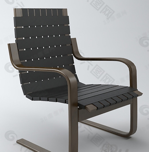 3D实木扶手椅模型
