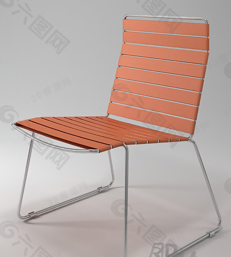 3D橙色皮条休闲椅模型