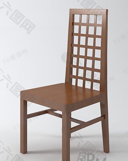 3D简易实木椅子模型