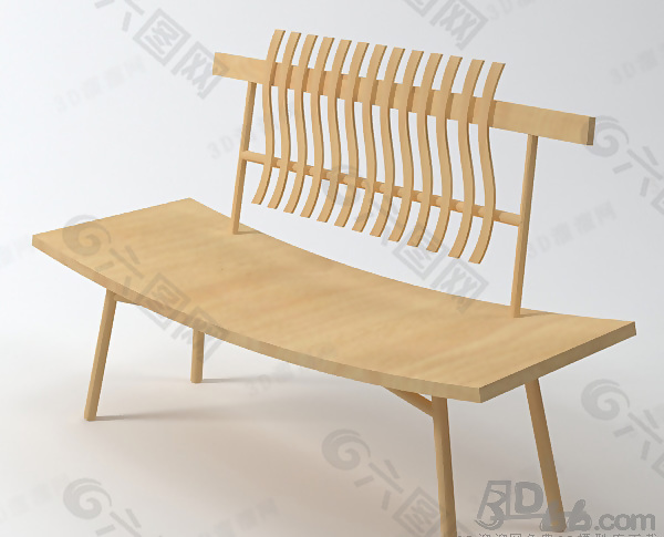 3D实木长椅模型