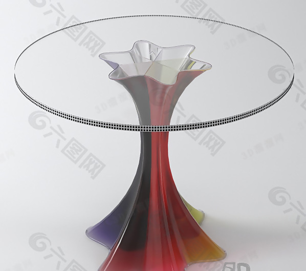 3D圆形玻璃桌子模型