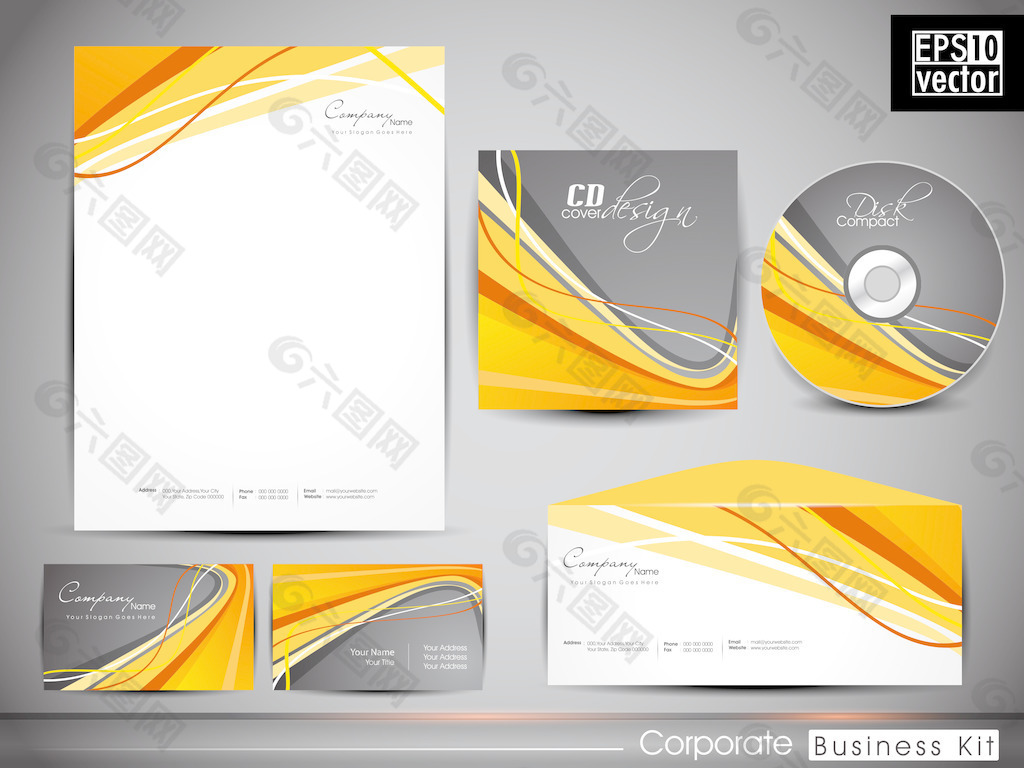 专业的企业形象套件或商业套件为您的业务包括CD封面