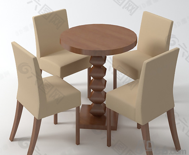 3D桌椅组合模型