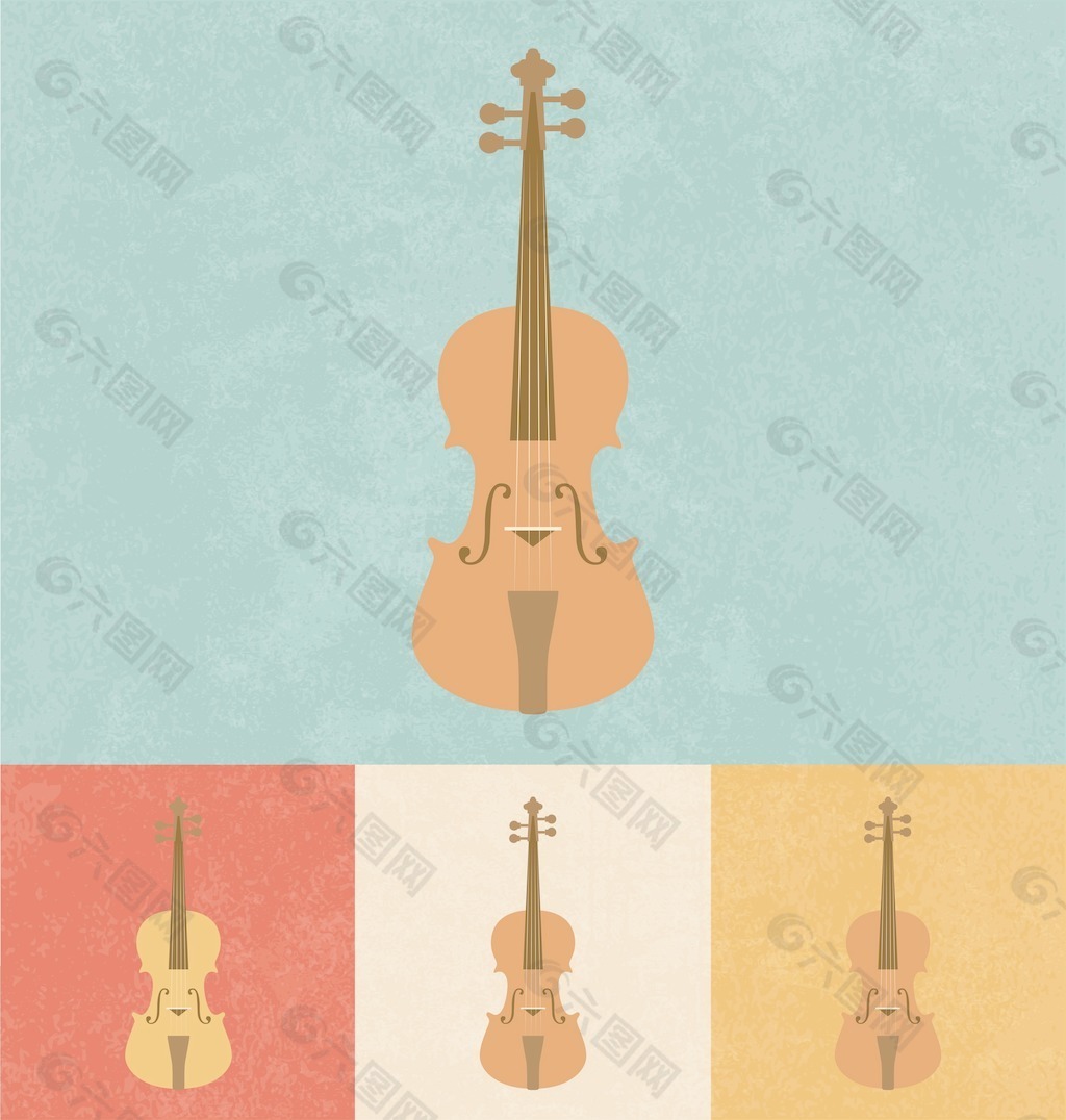 复古的图标-小提琴