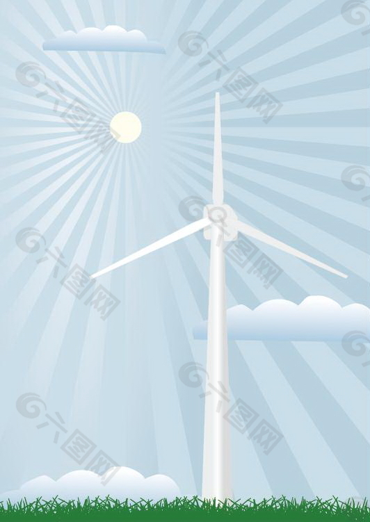 风力发电机矢量风景