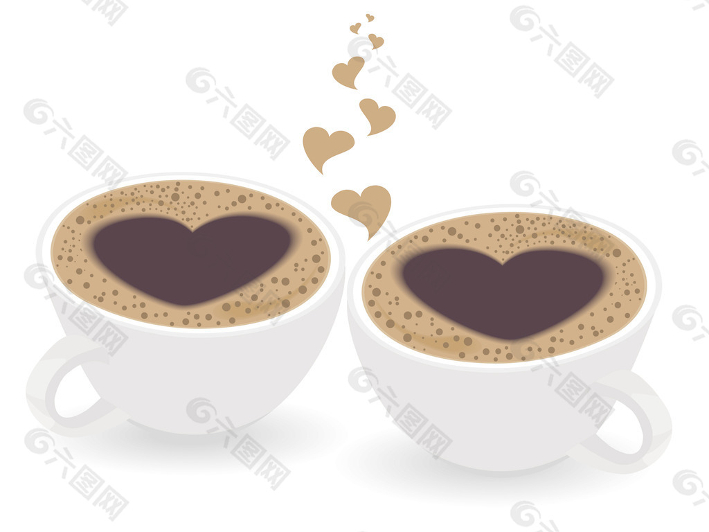 杯心形状的图像在咖啡孤立白色背景