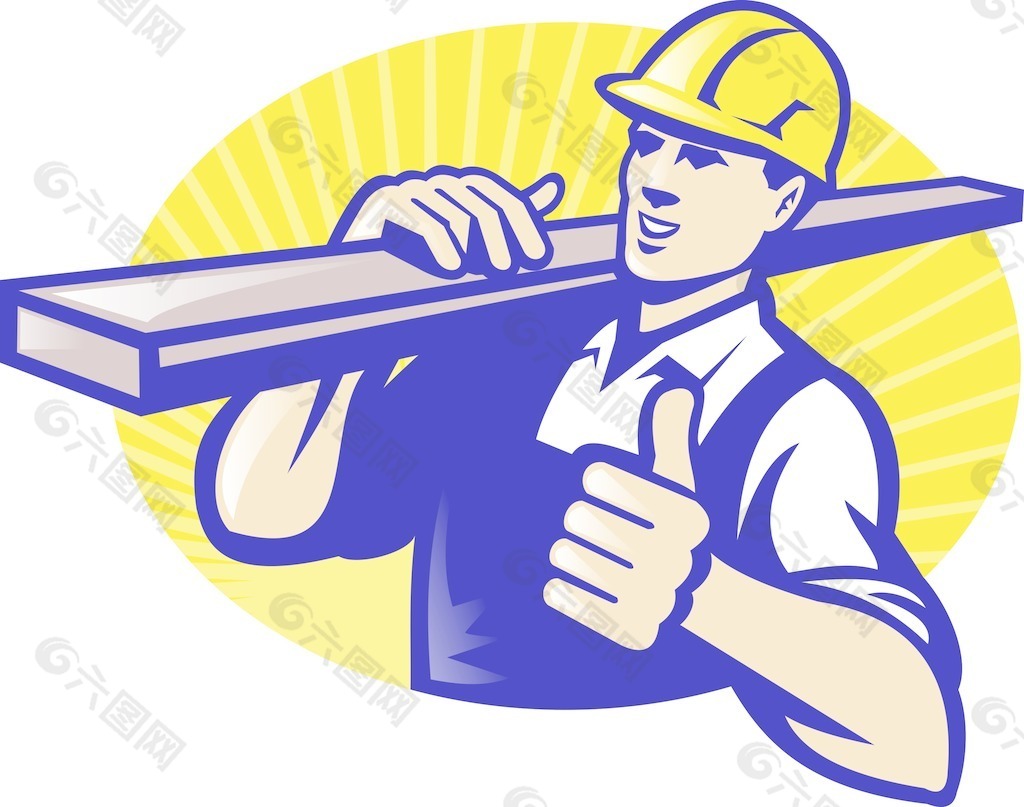木匠建造工人竖起大拇指