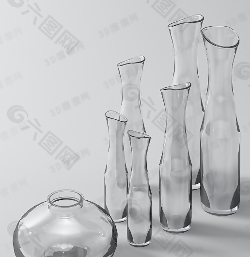 3D玻璃瓶模型