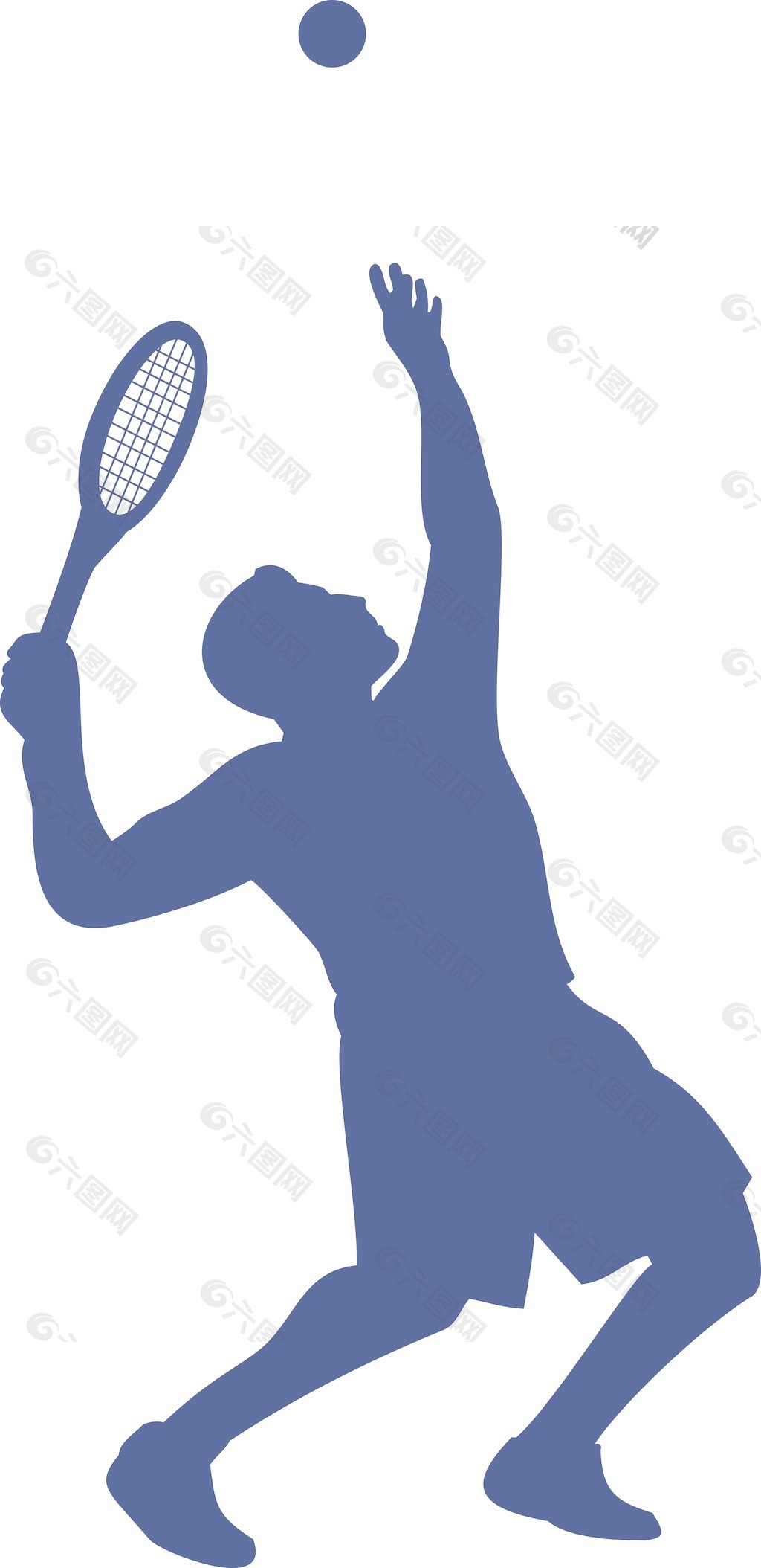 网球运动员发球的剪影