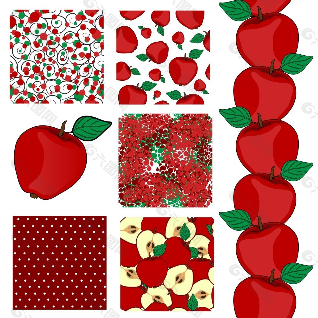 红苹果和苹果底纹