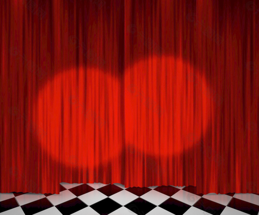 红色的窗帘灯舞台背景