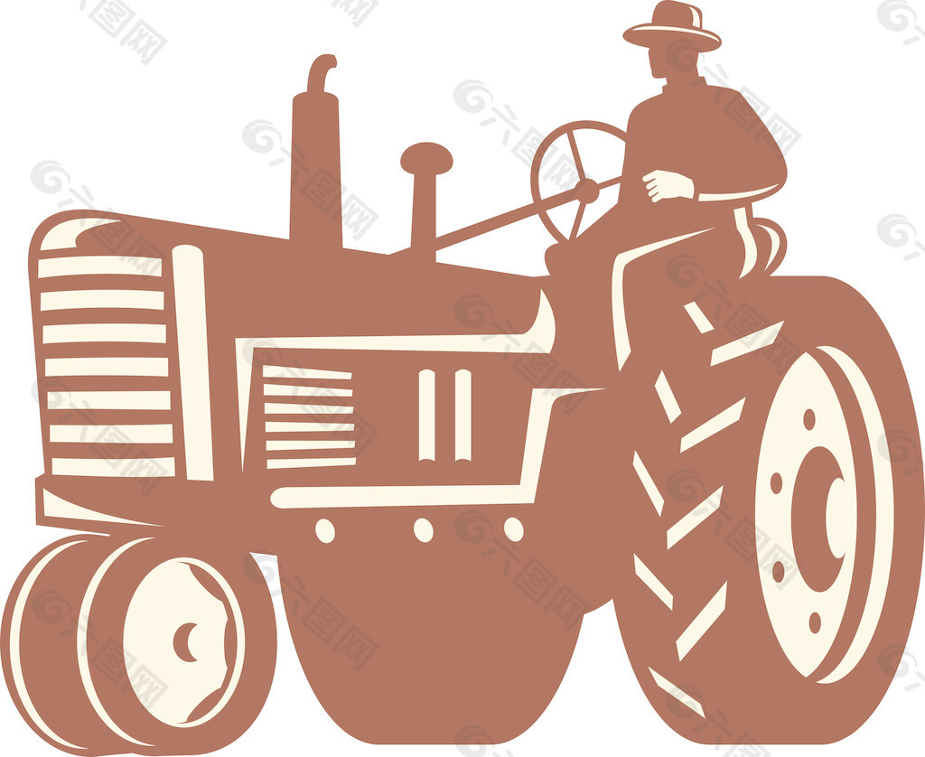 农民驾驶拖拉机复古旧货