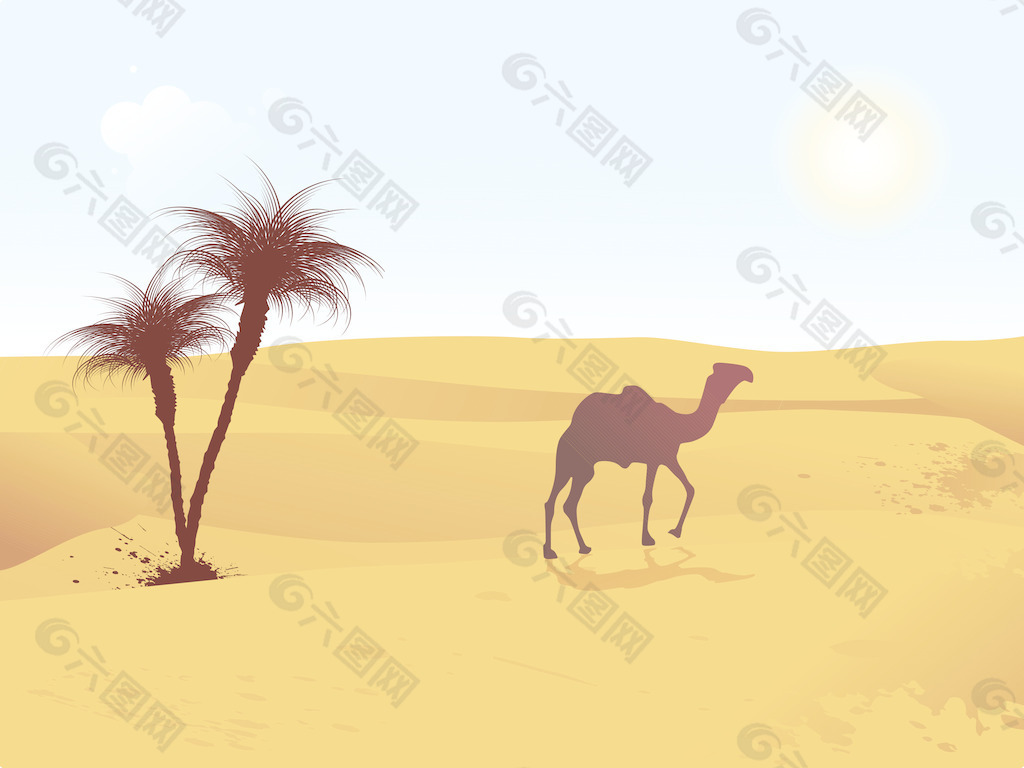骆驼行走的插图