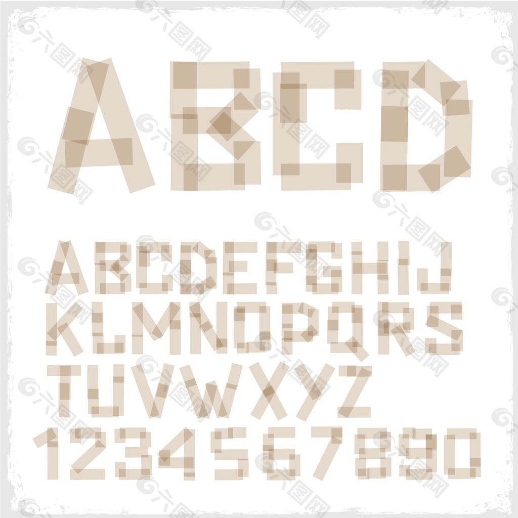 字母表的字母和数字 用胶带