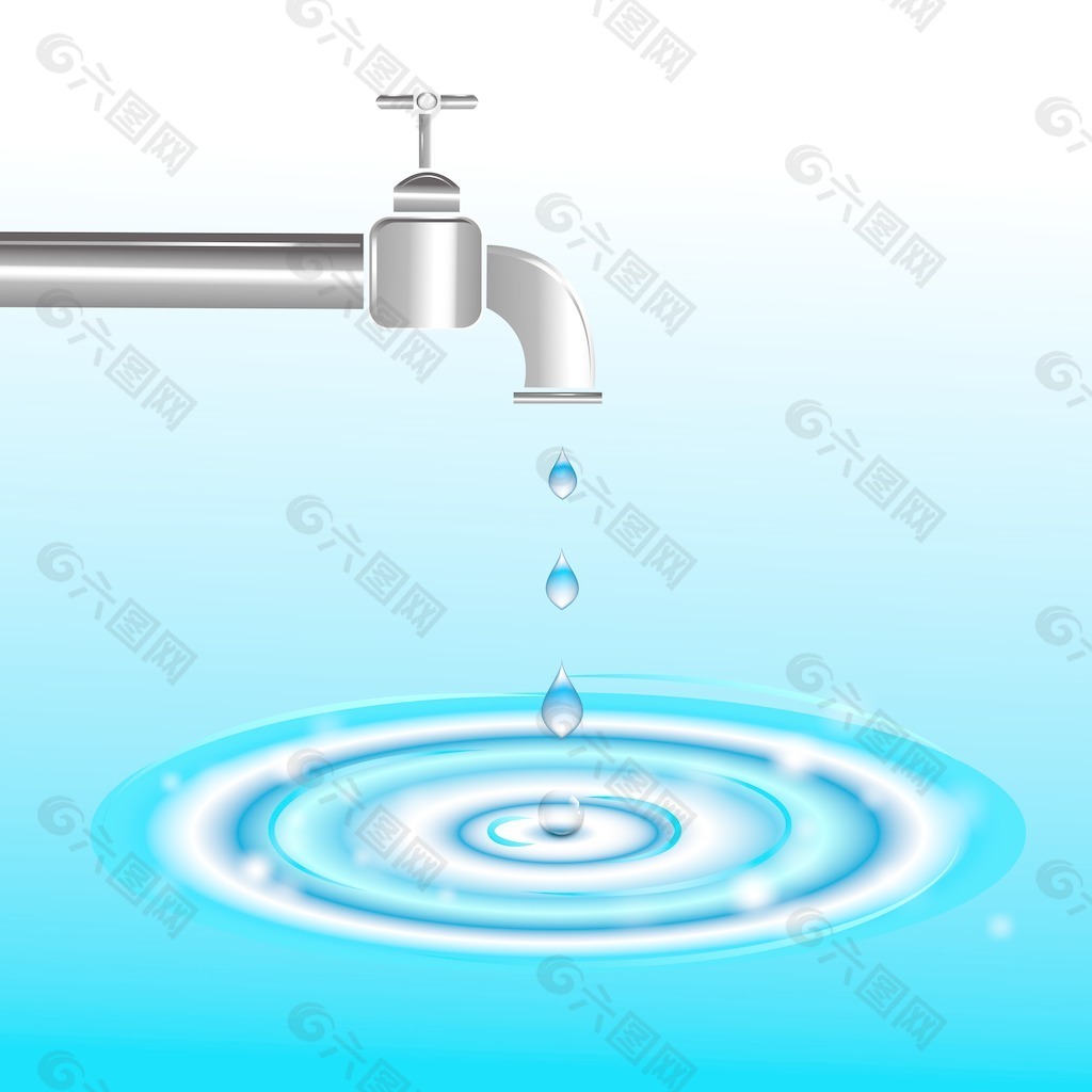 下落的水滴节约用水概念向量不锈钢水龙头