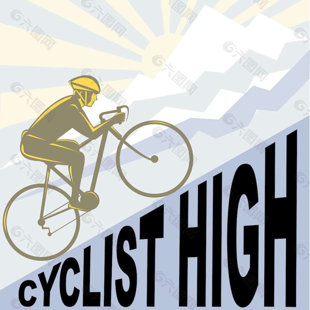 骑自行车的自行车赛车上陡峭的山