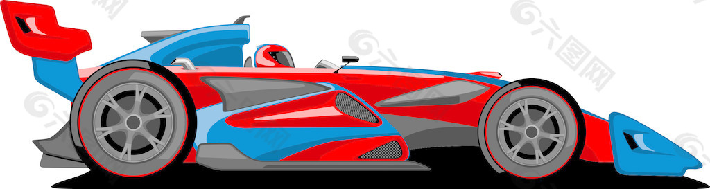 红色和蓝色的一级方程式赛车