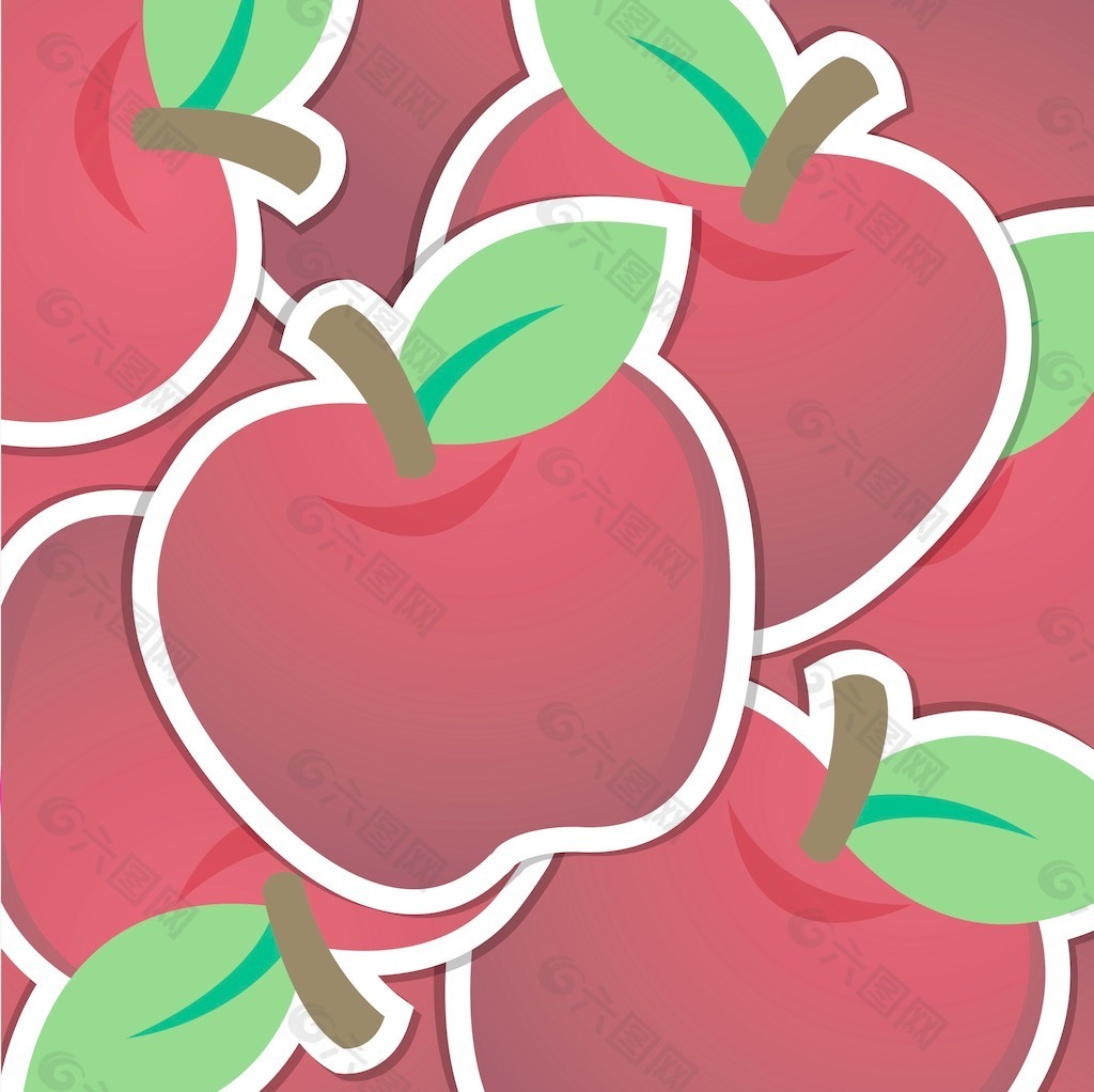 红苹果贴纸背景/卡矢量格式