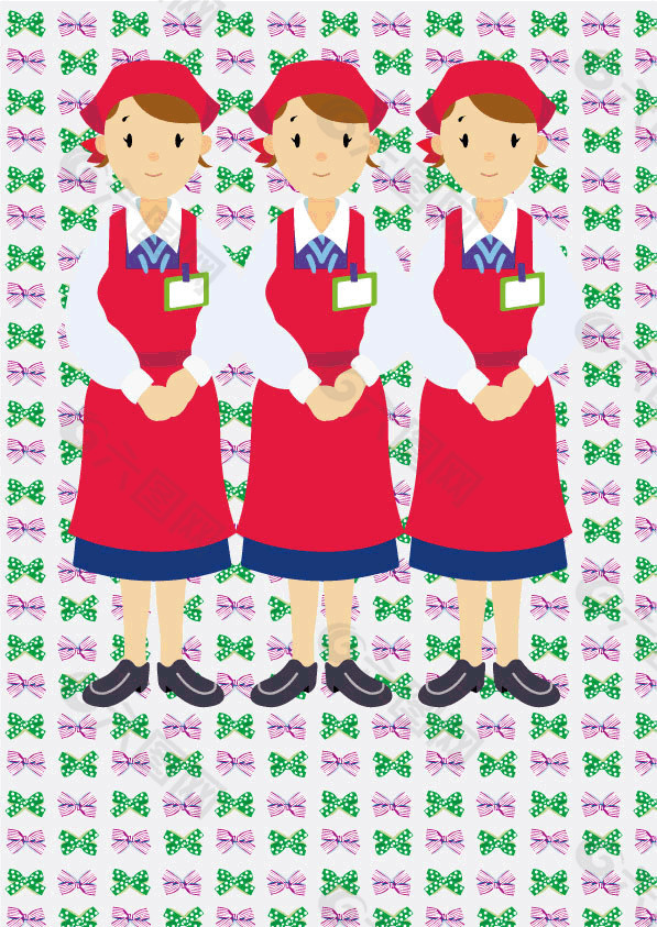 佩戴证件的服务员
