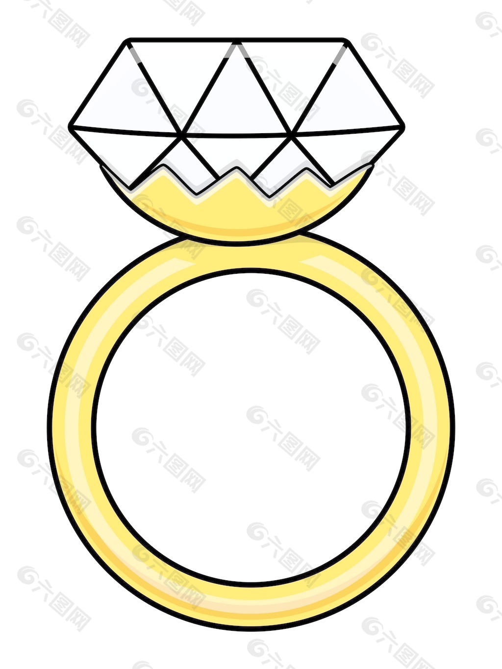 钻石戒指-卡通矢量图