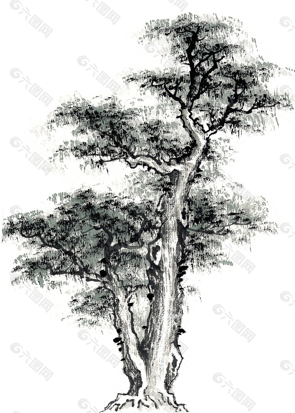 水墨画-大树