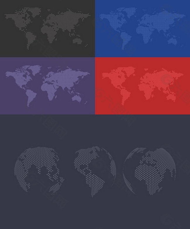多色彩世界地图矢量集