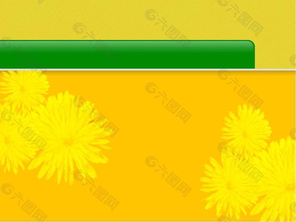 黄绿色彩搭配的小黄菊PPT模板