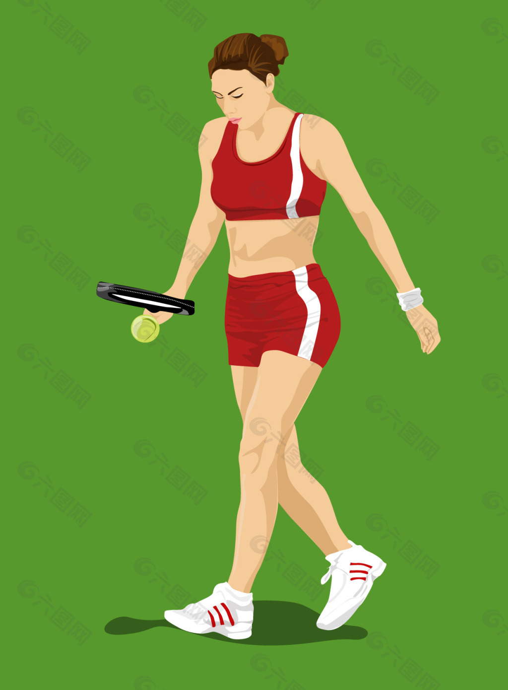 红短裤网球女