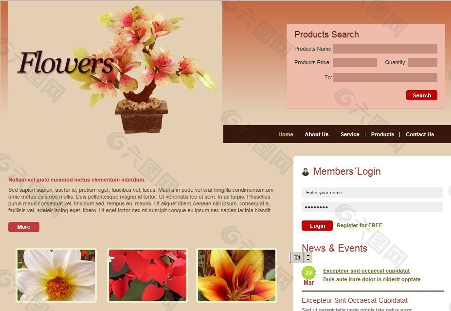 国外植物花朵网站模版