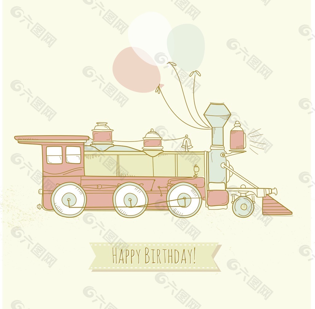 一个男孩的生日卡可爱的火车