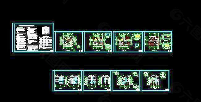 三层砖混结构小别墅建筑施工图13x12