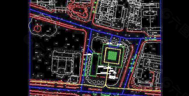 河北省某美术馆建筑总平面图