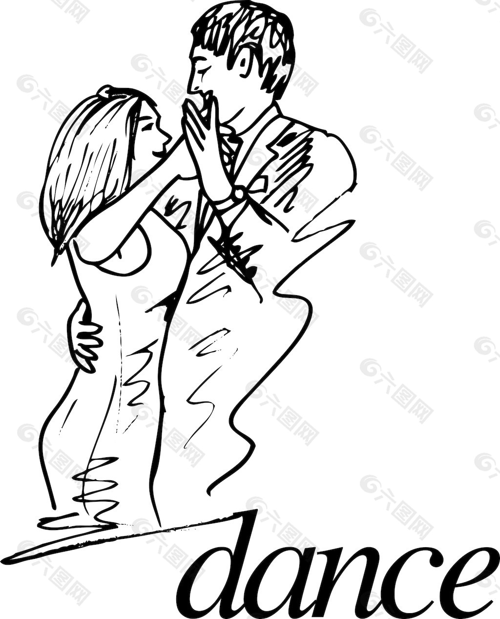 年轻的夫妇舞蹈插画矢量图