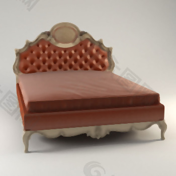 欧洲风格的暗红色的木制双层床，床，欧洲毛皮