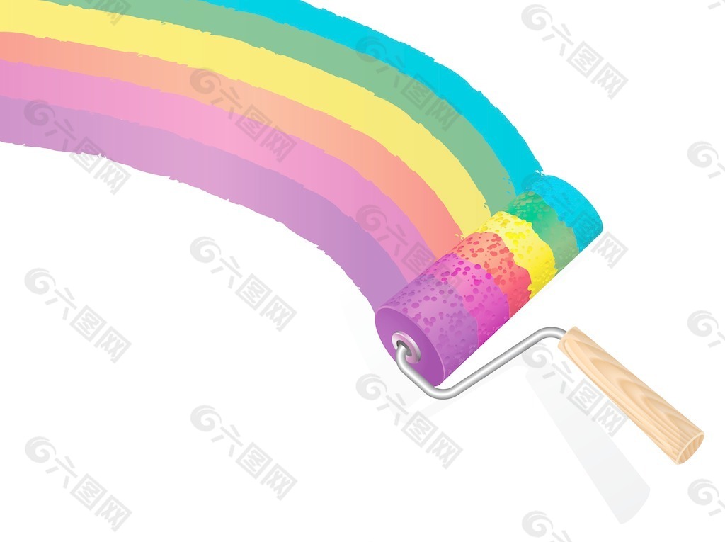 彩虹油漆滚筒向量