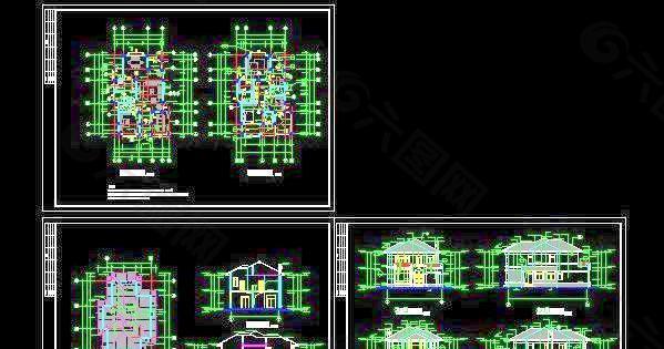 欧式二层别墅建筑+结构施工图 11x16