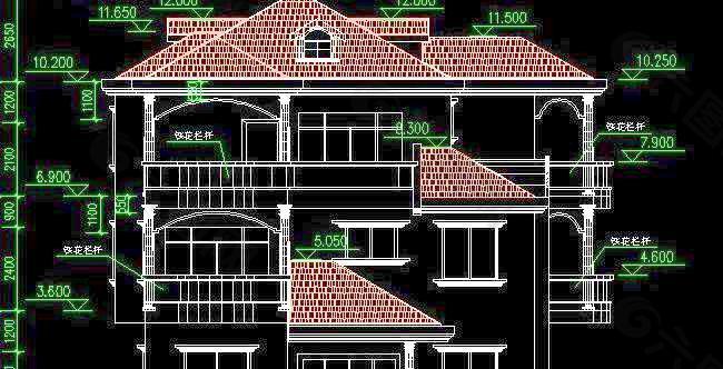 全套三层别墅建筑施工图（带结构图） 12x16