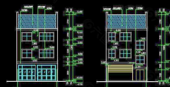 三层临街住宅楼建筑施工图（带结构图） 8x13