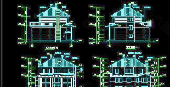 二层现代风格农村住宅建筑施工图（带夹层） 14x12