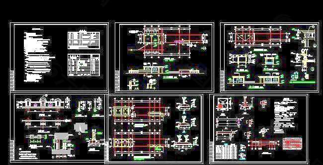 厂区门卫围墙建筑施工图