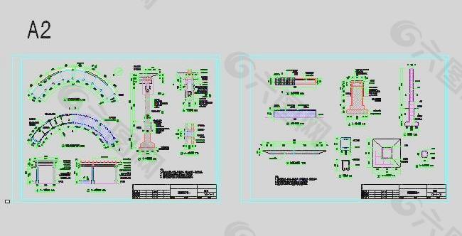 弧形景观廊架施工图